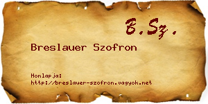 Breslauer Szofron névjegykártya